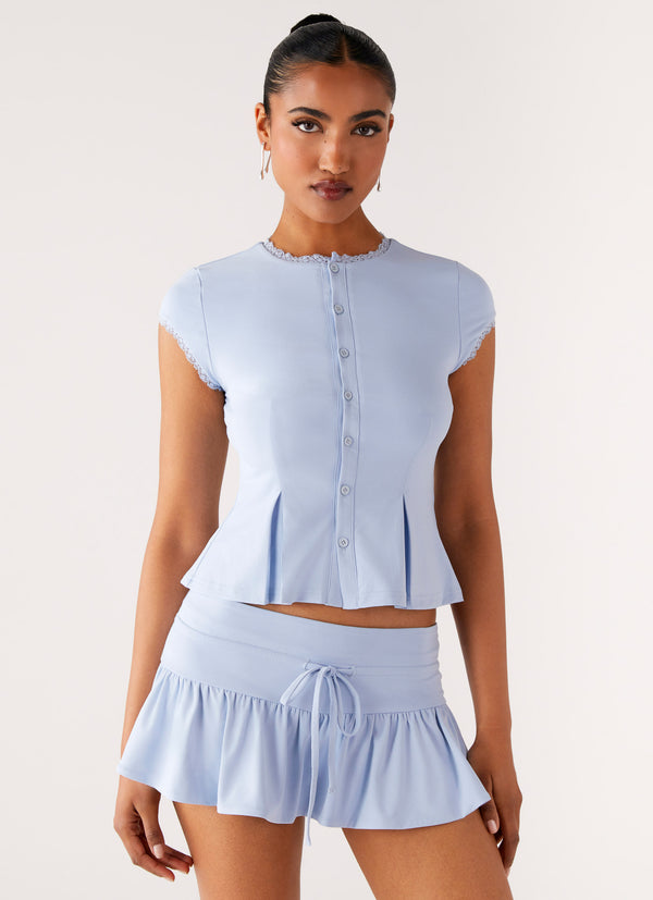 peppermayo Peppermayo Exclusive - Landon Button Up Top - Blue