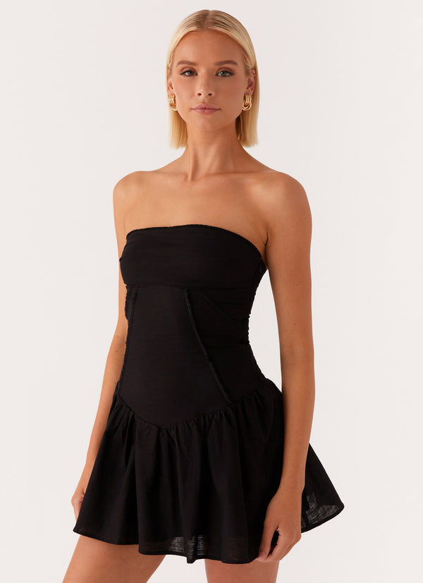 peppermayo Peppermayo Exclusive - Larnie Linen Mini Dress - Black