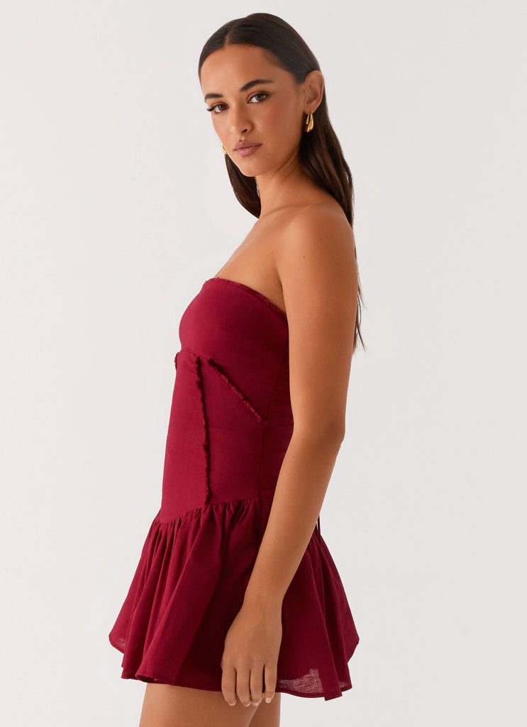Peppermayo Peppermayo Exclusive - Larnie Linen Mini Dress - Deep Red