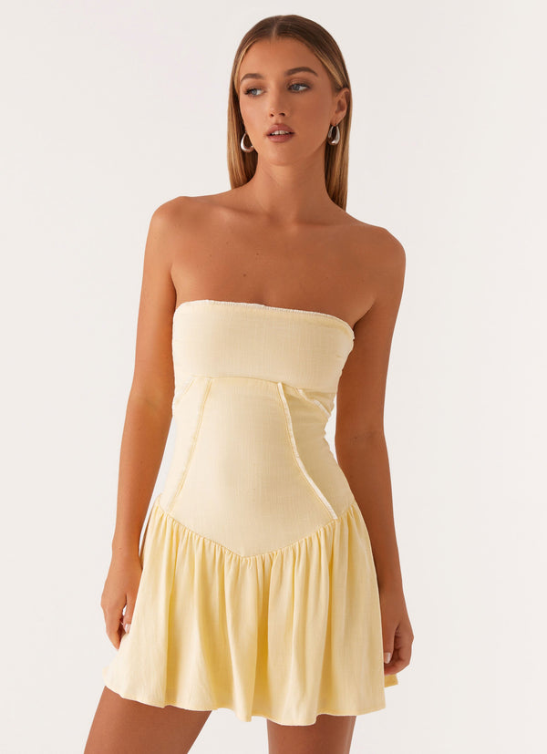 peppermayo Peppermayo Exclusive - Larnie Linen Mini Dress - Lemon