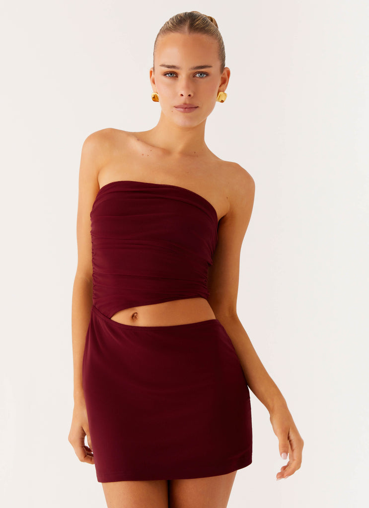 Peppermayo Peppermayo Exclusive - Last Heartbreak Mini Dress - Burgundy