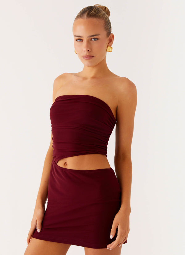peppermayo Peppermayo Exclusive - Last Heartbreak Mini Dress - Burgundy
