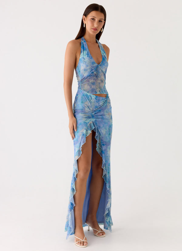 peppermayo Peppermayo Exclusive - Last Sequence Maxi Dress - Aqua Paisley