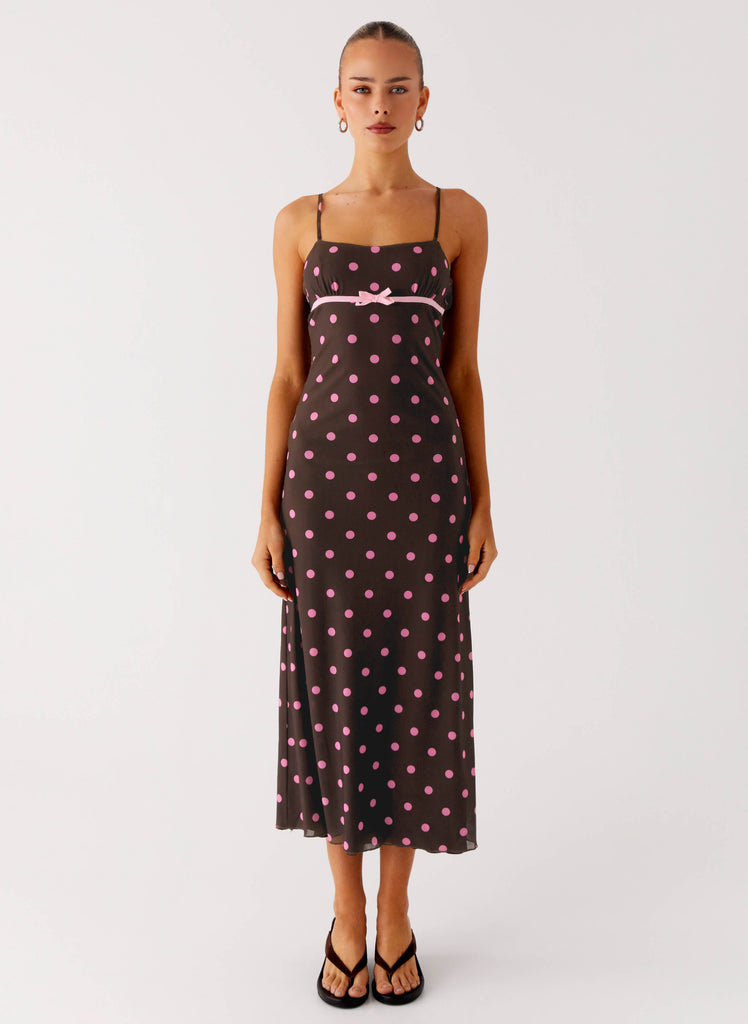 Peppermayo Peppermayo Exclusive - Latto Midi Dress - Chocolate Strawberry Dot