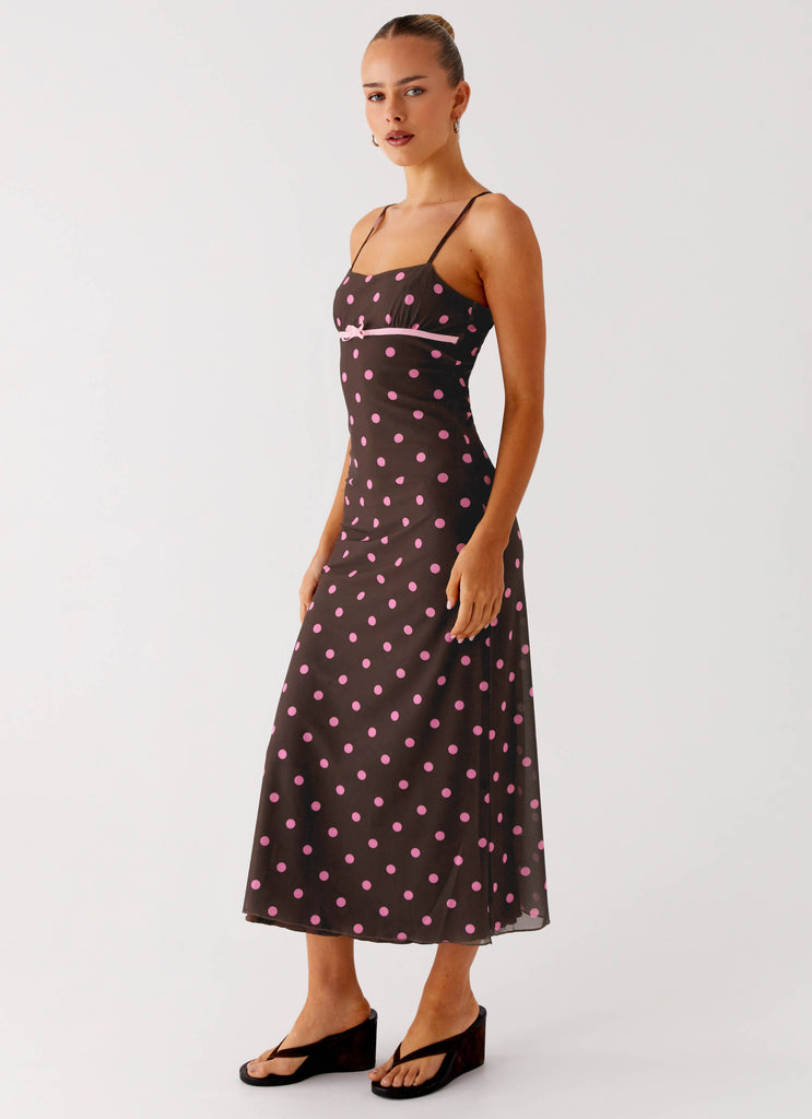 Peppermayo Peppermayo Exclusive - Latto Midi Dress - Chocolate Strawberry Dot