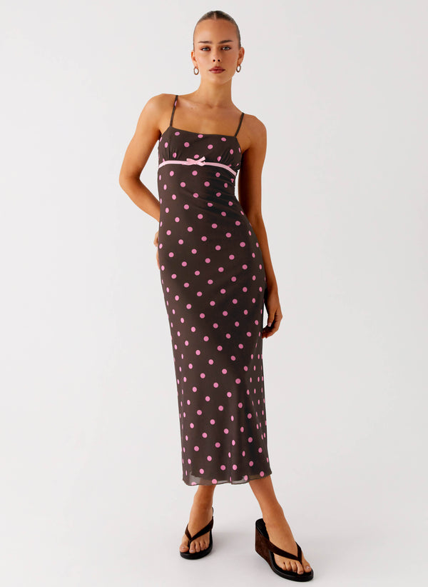 peppermayo Peppermayo Exclusive - Latto Midi Dress - Chocolate Strawberry Dot