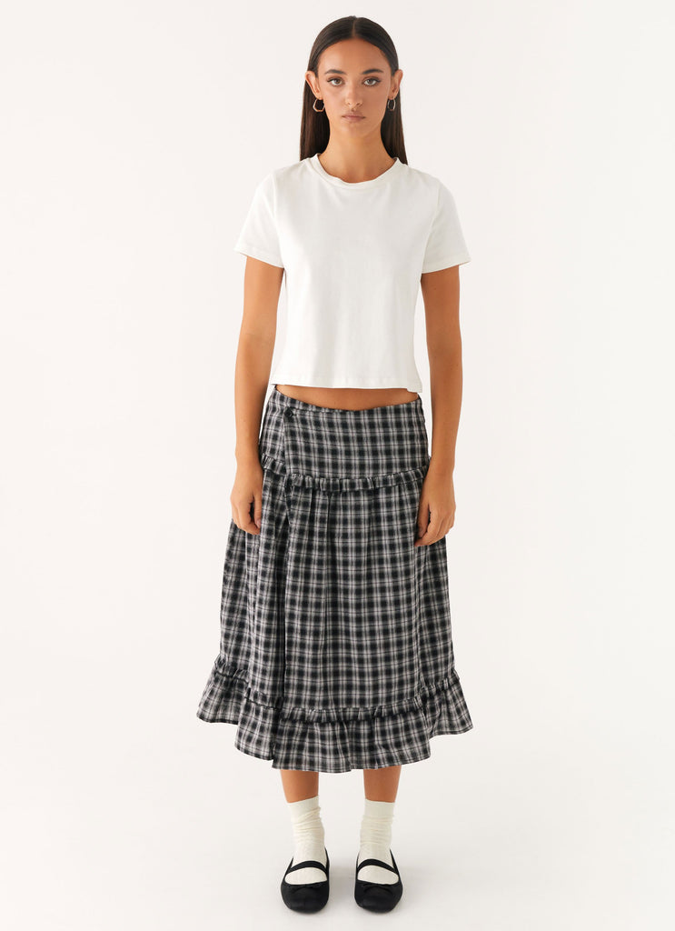 Peppermayo Peppermayo Exclusive - Laura Midi Skirt - White Black Check