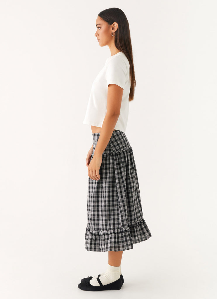 Peppermayo Peppermayo Exclusive - Laura Midi Skirt - White Black Check