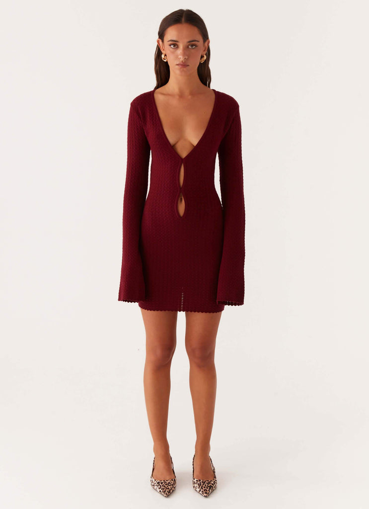 Peppermayo Peppermayo Exclusive - Lavelle Knit Mini Dress - Maroon