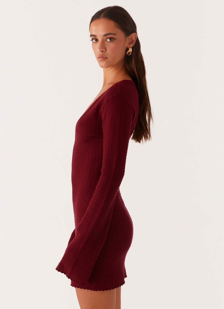 Peppermayo Peppermayo Exclusive - Lavelle Knit Mini Dress - Maroon