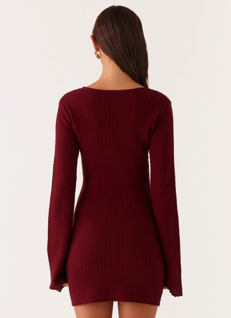 Peppermayo Peppermayo Exclusive - Lavelle Knit Mini Dress - Maroon