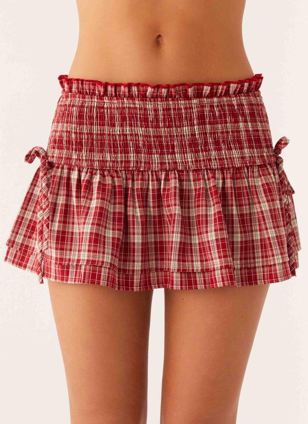 peppermayo Peppermayo Exclusive - Lenore Mini Skirt - Ruby Check
