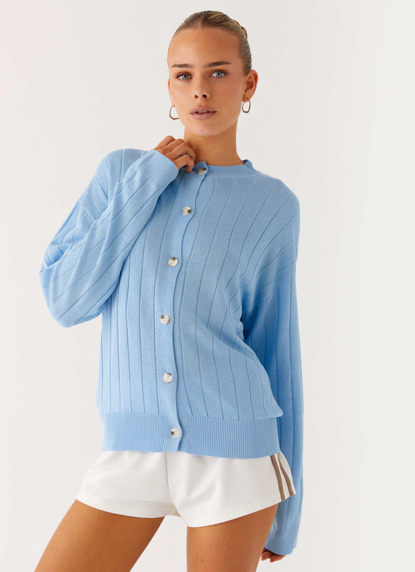 peppermayo Peppermayo Exclusive - Leo Oversized Cardigan - Sky Blue