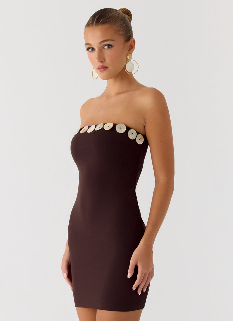 Peppermayo Peppermayo Exclusive - Leroy Button Mini Dress - Chocolate