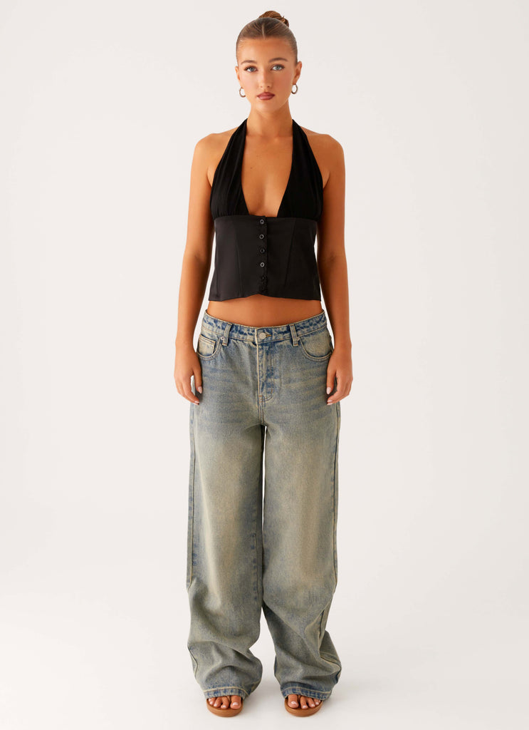Peppermayo Peppermayo Exclusive - Lets Pretend Halterneck Top - Black