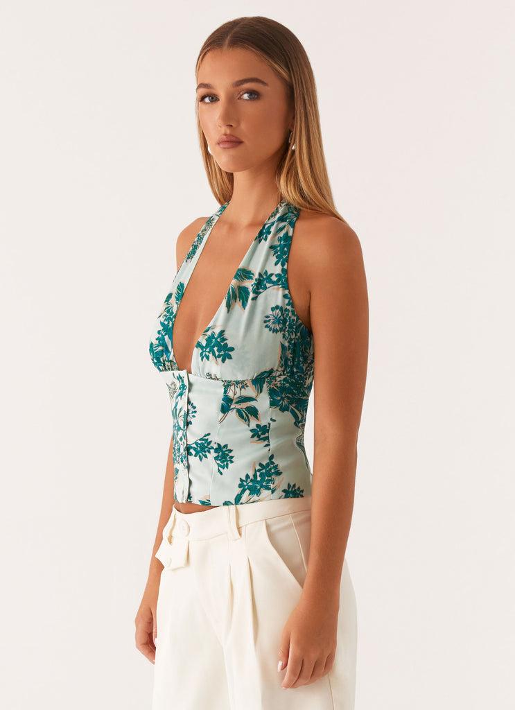 Peppermayo Peppermayo Exclusive - Lets Pretend Halterneck Top - Cloud Nine Floral