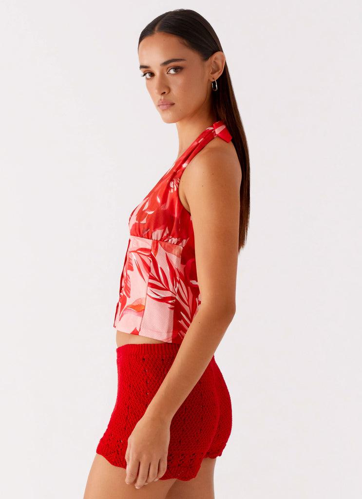 Peppermayo Peppermayo Exclusive - Lets Pretend Halterneck Top - Sicily Sunsets Print