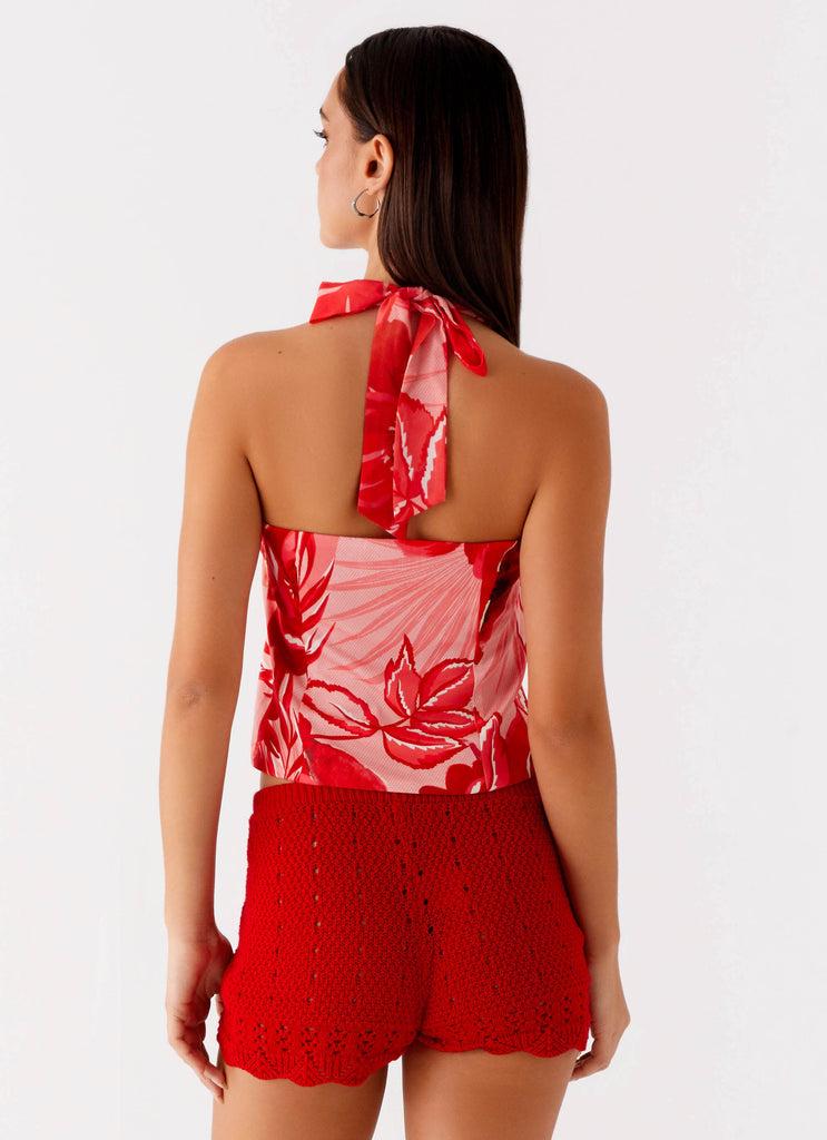 Peppermayo Peppermayo Exclusive - Lets Pretend Halterneck Top - Sicily Sunsets Print