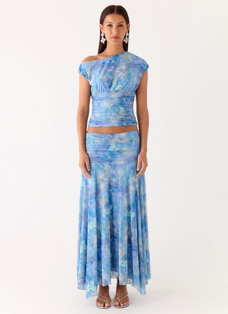 Peppermayo Peppermayo Exclusive - Liana Asymmetrical Top - Aqua Paisley