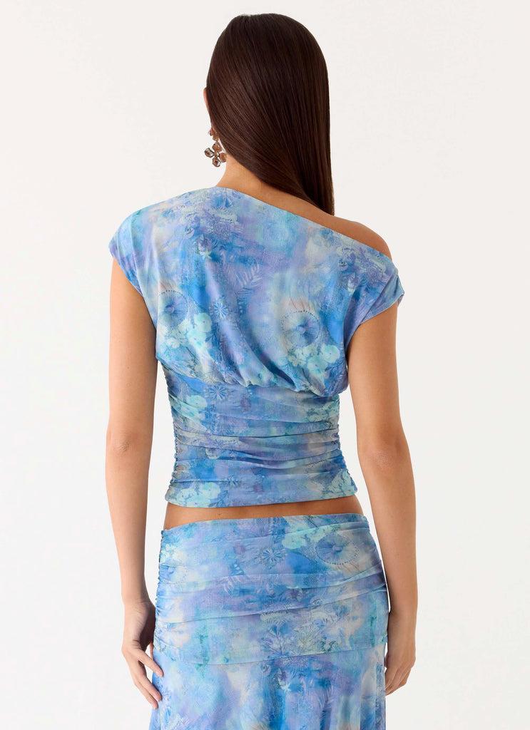 Peppermayo Peppermayo Exclusive - Liana Asymmetrical Top - Aqua Paisley