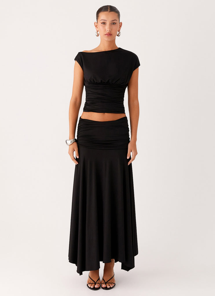 Peppermayo Peppermayo Exclusive - Liana Ruched Maxi Skirt - Black