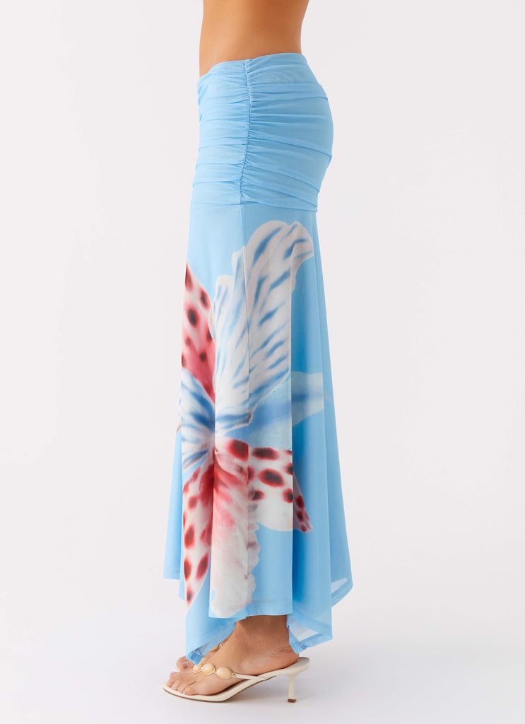 Peppermayo Peppermayo Exclusive - Liana Ruched Maxi Skirt - Deep Sea Bloom