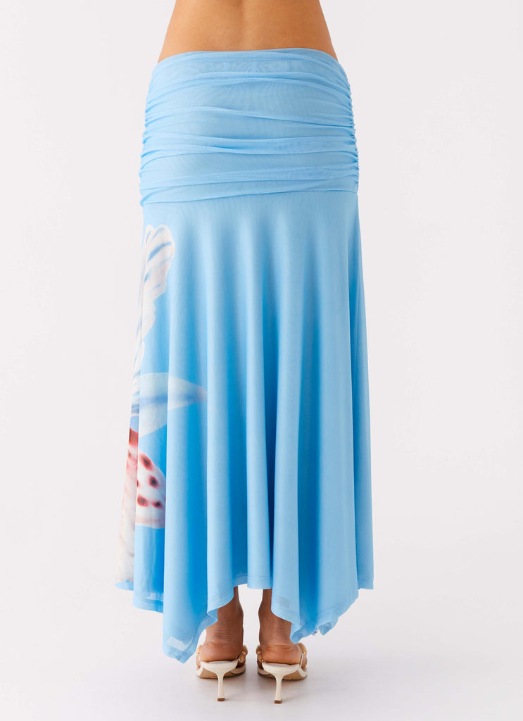 Peppermayo Peppermayo Exclusive - Liana Ruched Maxi Skirt - Deep Sea Bloom