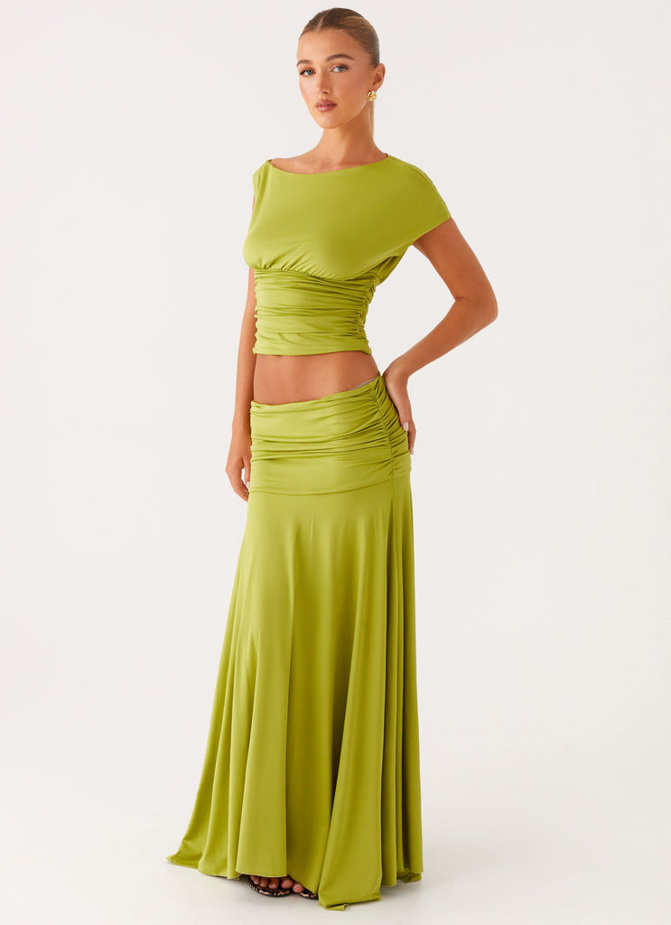 Peppermayo Peppermayo Exclusive - Liana Ruched Maxi Skirt - Green