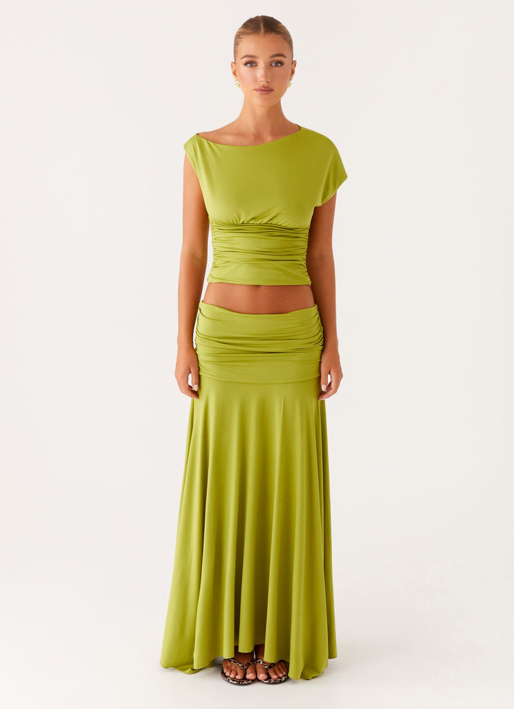 Peppermayo Peppermayo Exclusive - Liana Ruched Maxi Skirt - Green