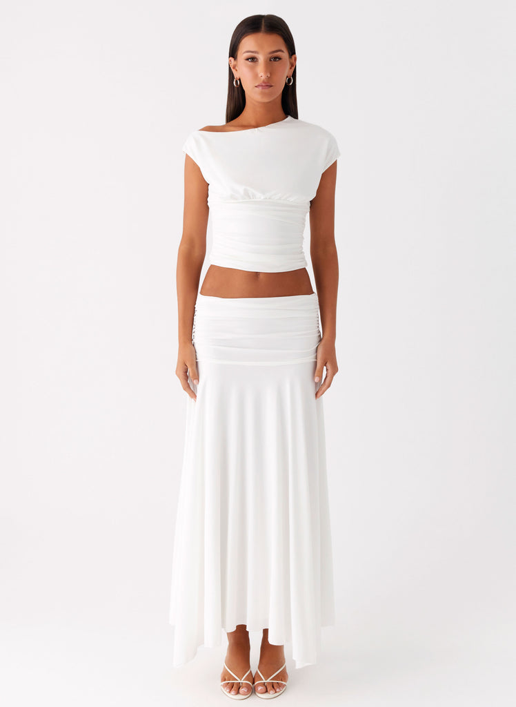 Peppermayo Peppermayo Exclusive - Liana Ruched Maxi Skirt - White