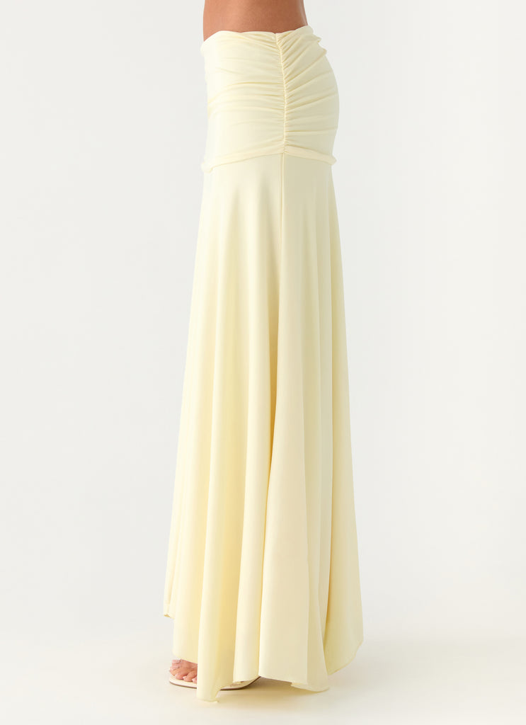 Peppermayo Peppermayo Exclusive - Liana Ruched Maxi Skirt - Yellow
