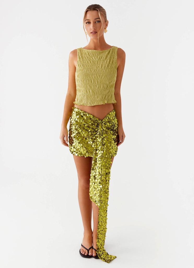 Peppermayo Peppermayo Exclusive - Lights On Sequin Mini Skirt - Olive