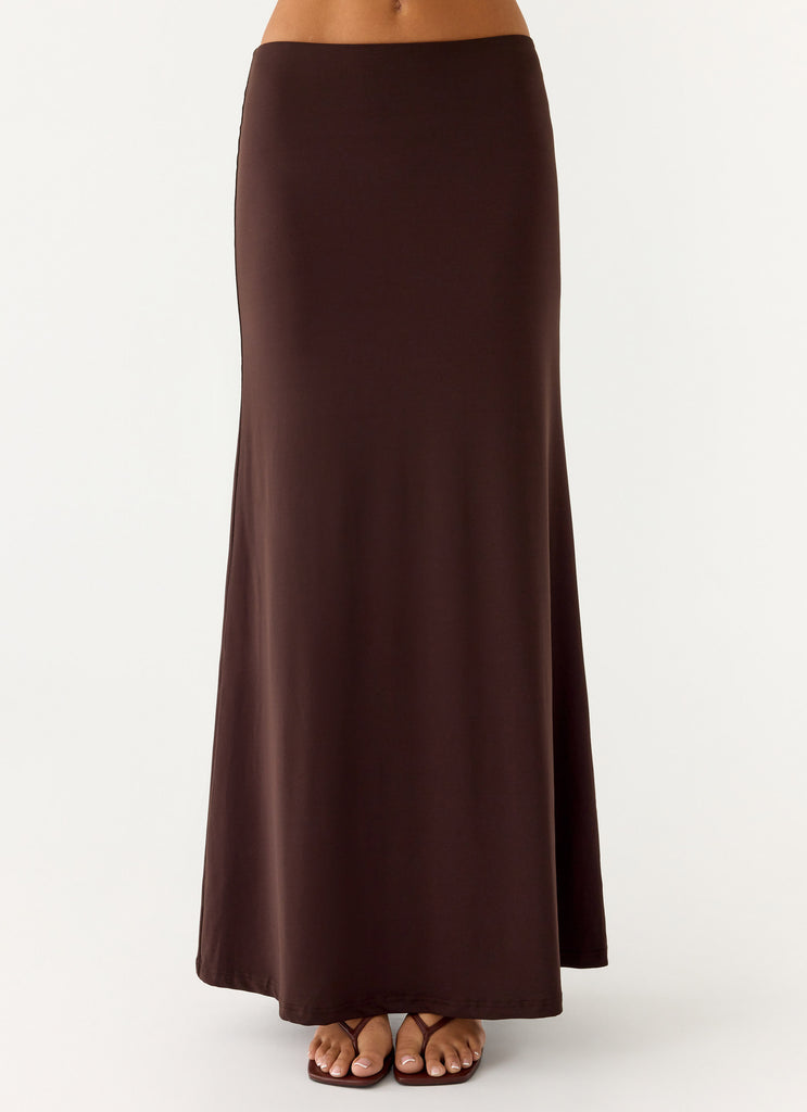 Peppermayo Peppermayo Exclusive - Like A Flower Maxi Skirt - Chocolate