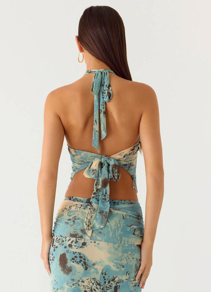 Peppermayo Peppermayo Exclusive - Lloyd Beaded Halter Top - Aqua Blur