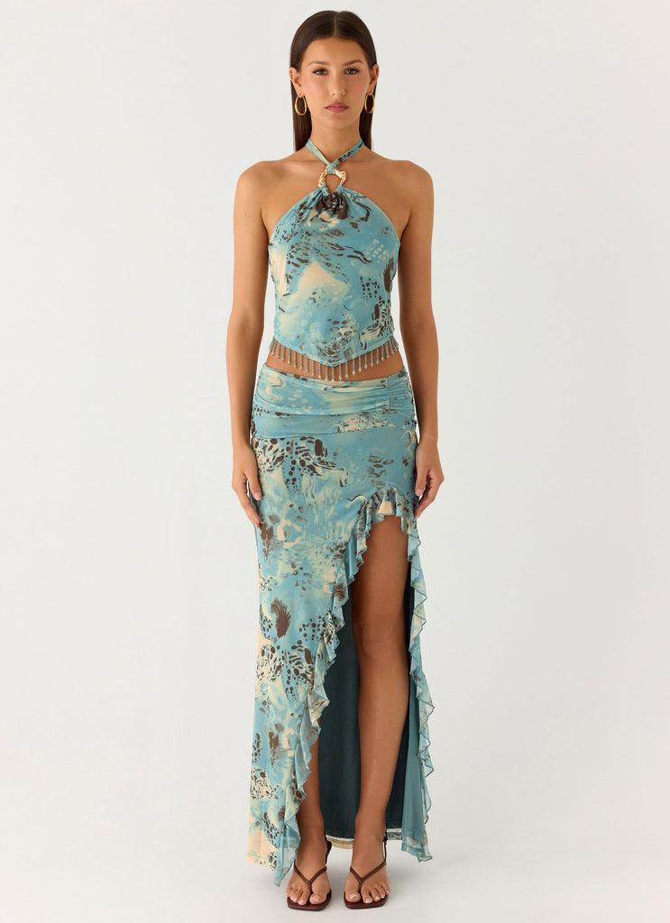 Peppermayo Peppermayo Exclusive - Lloyd Beaded Halter Top - Aqua Blur