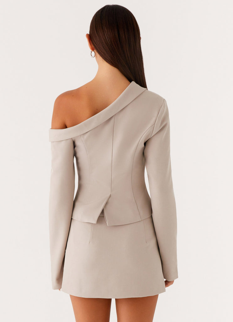 Peppermayo Peppermayo Exclusive - Looking Good Off Shoulder Blazer - Pebble
