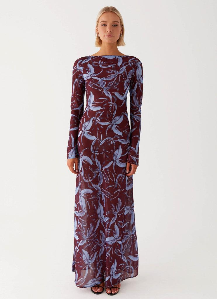 Peppermayo Peppermayo Exclusive - Lorde Maxi Dress - Brown Purple Floral
