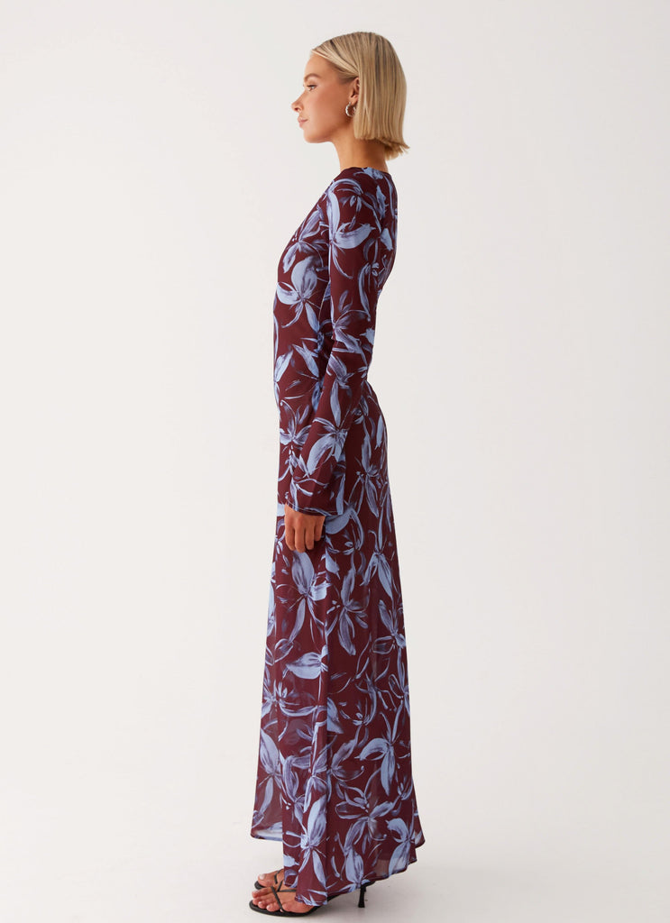 Peppermayo Peppermayo Exclusive - Lorde Maxi Dress - Brown Purple Floral