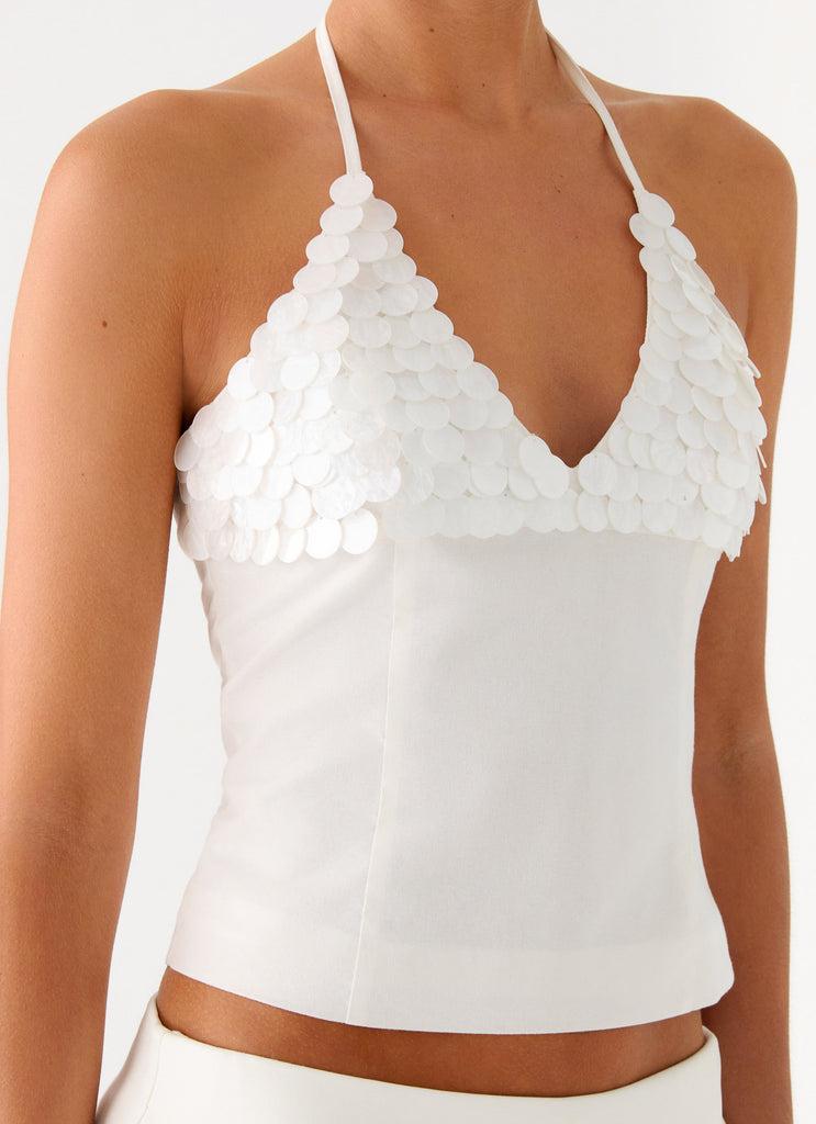 Peppermayo Peppermayo Exclusive - Lori Beaded Halter Top - Ivory