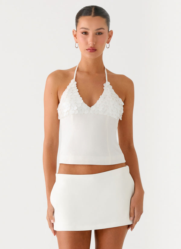 peppermayo Peppermayo Exclusive - Lori beaded Halter Top - Ivory