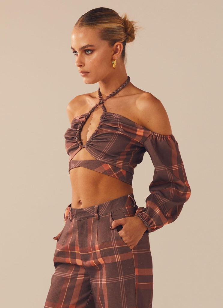 Peppermayo Peppermayo Exclusive - Lose My Cool Crop Top - Chestnut