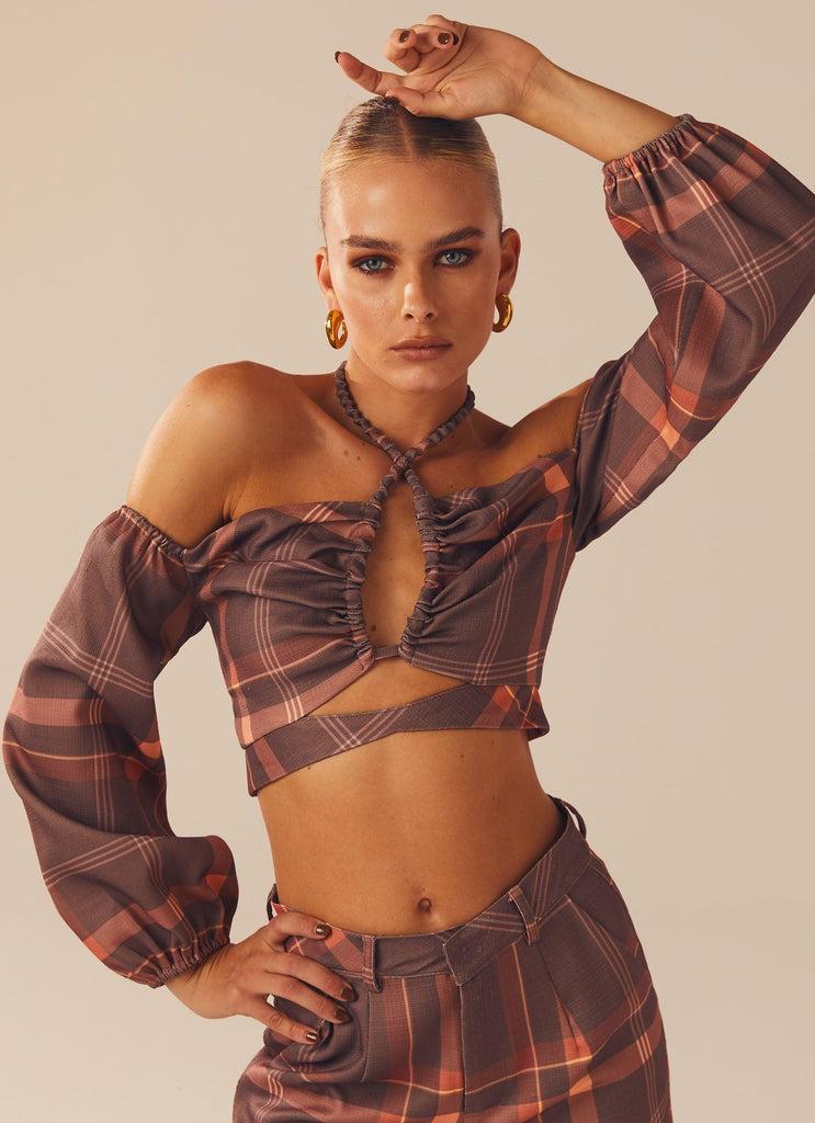 Peppermayo Peppermayo Exclusive - Lose My Cool Crop Top - Chestnut