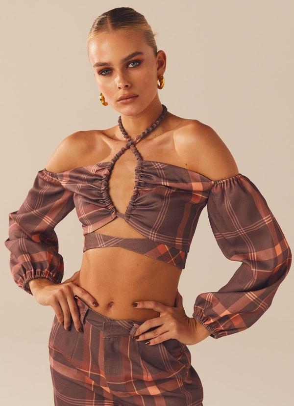 peppermayo Peppermayo Exclusive - Lose My Cool Crop Top - Chestnut