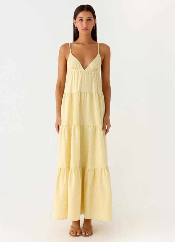 peppermayo Peppermayo Exclusive - Lotty Linen Maxi Dress - Yellow