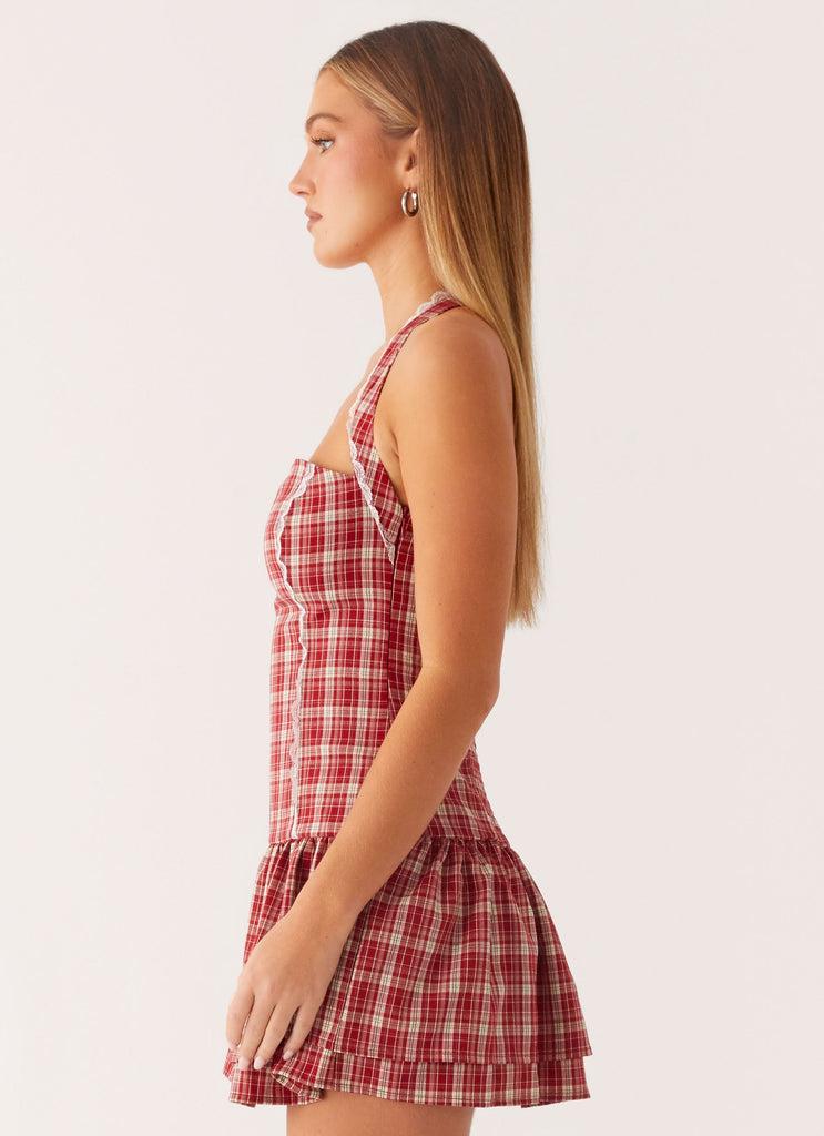 Peppermayo Peppermayo Exclusive - Lotus Dream Mini Dress - Ruby Check