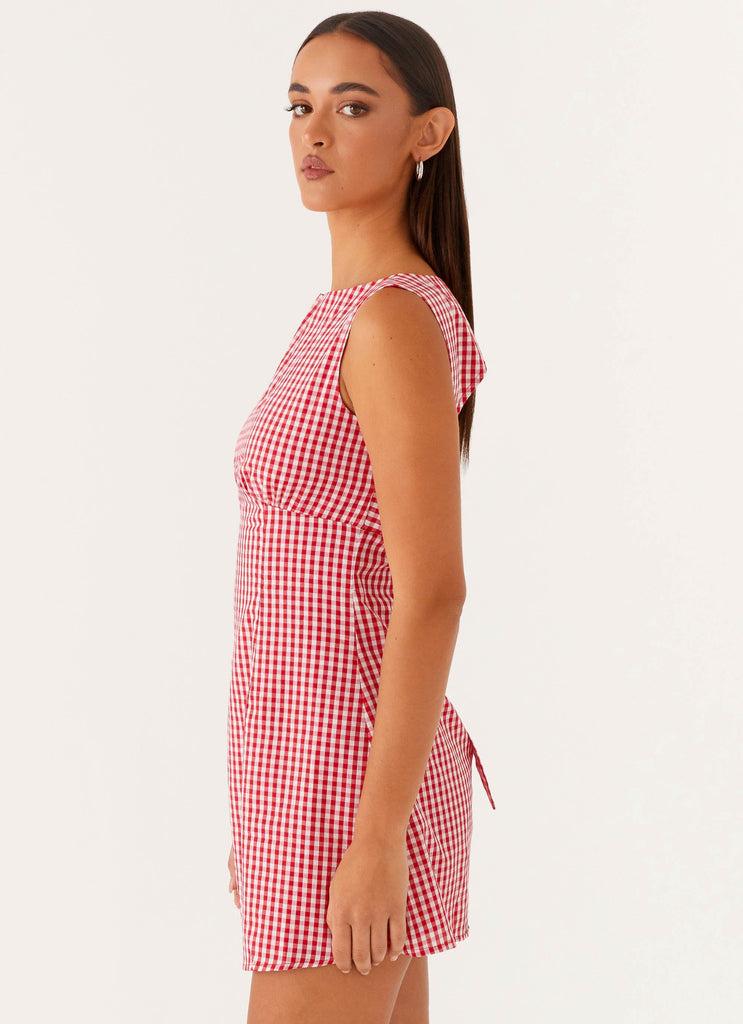 Peppermayo Peppermayo Exclusive - Lotus Tie Back Mini Dress - Red Gingham