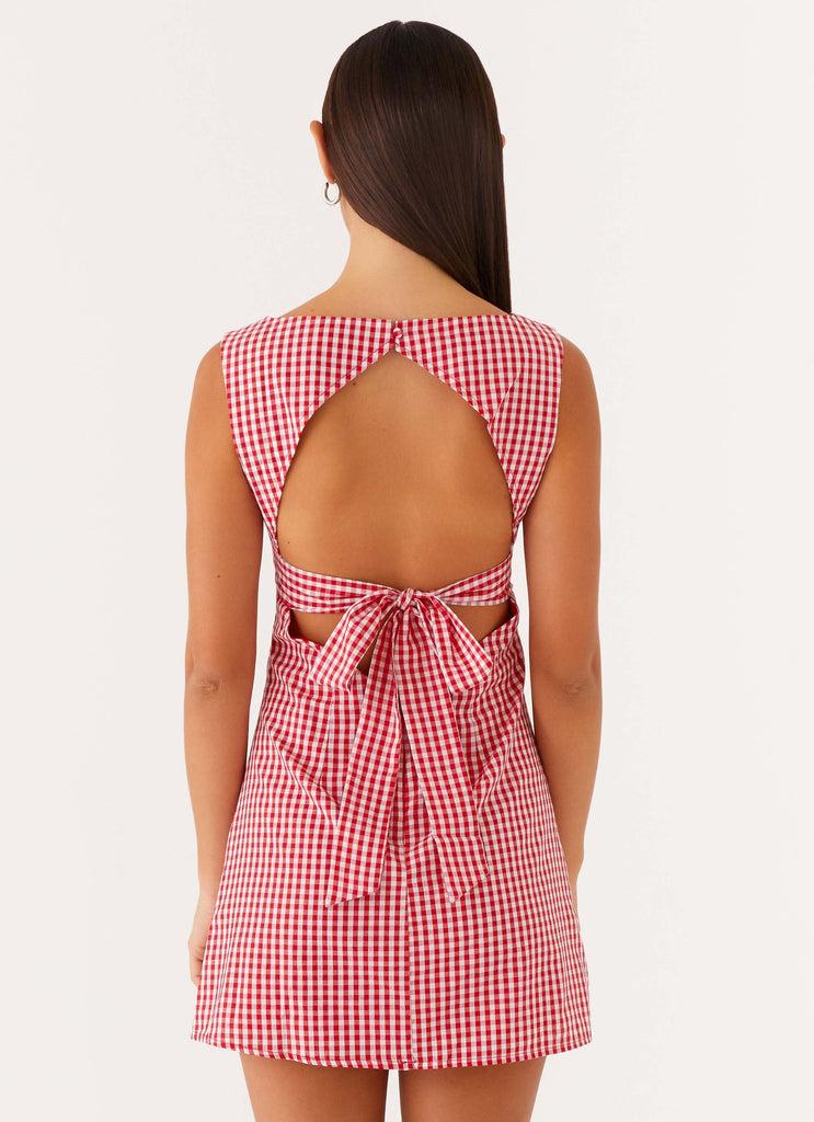 Peppermayo Peppermayo Exclusive - Lotus Tie Back Mini Dress - Red Gingham