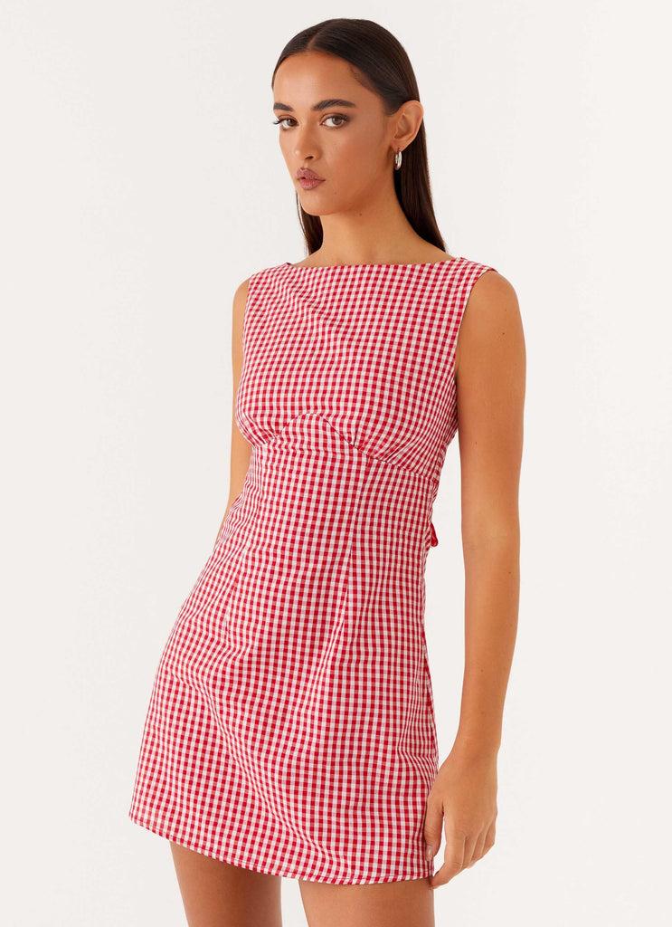 Peppermayo Peppermayo Exclusive - Lotus Tie Back Mini Dress - Red Gingham