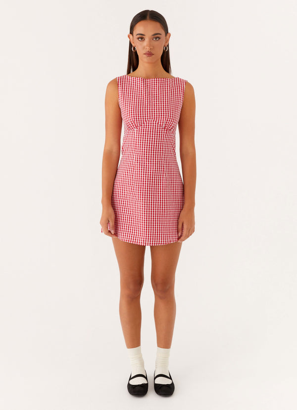 peppermayo Peppermayo Exclusive - Lotus Tie Back Mini Dress - Red Gingham
