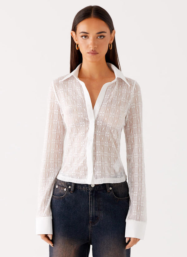 peppermayo Peppermayo Exclusive - Loui Lace Long Sleeve Top - White
